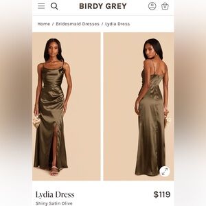 Birdy Grey Lydia Dress Shiny Satin Olive Small No Alterations